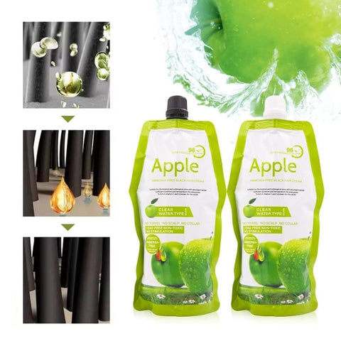 Apple Hair Color Natural Cream 500ml Black Shade for Long Lasting Color Vibrant Shine Smooth Hair Coverage